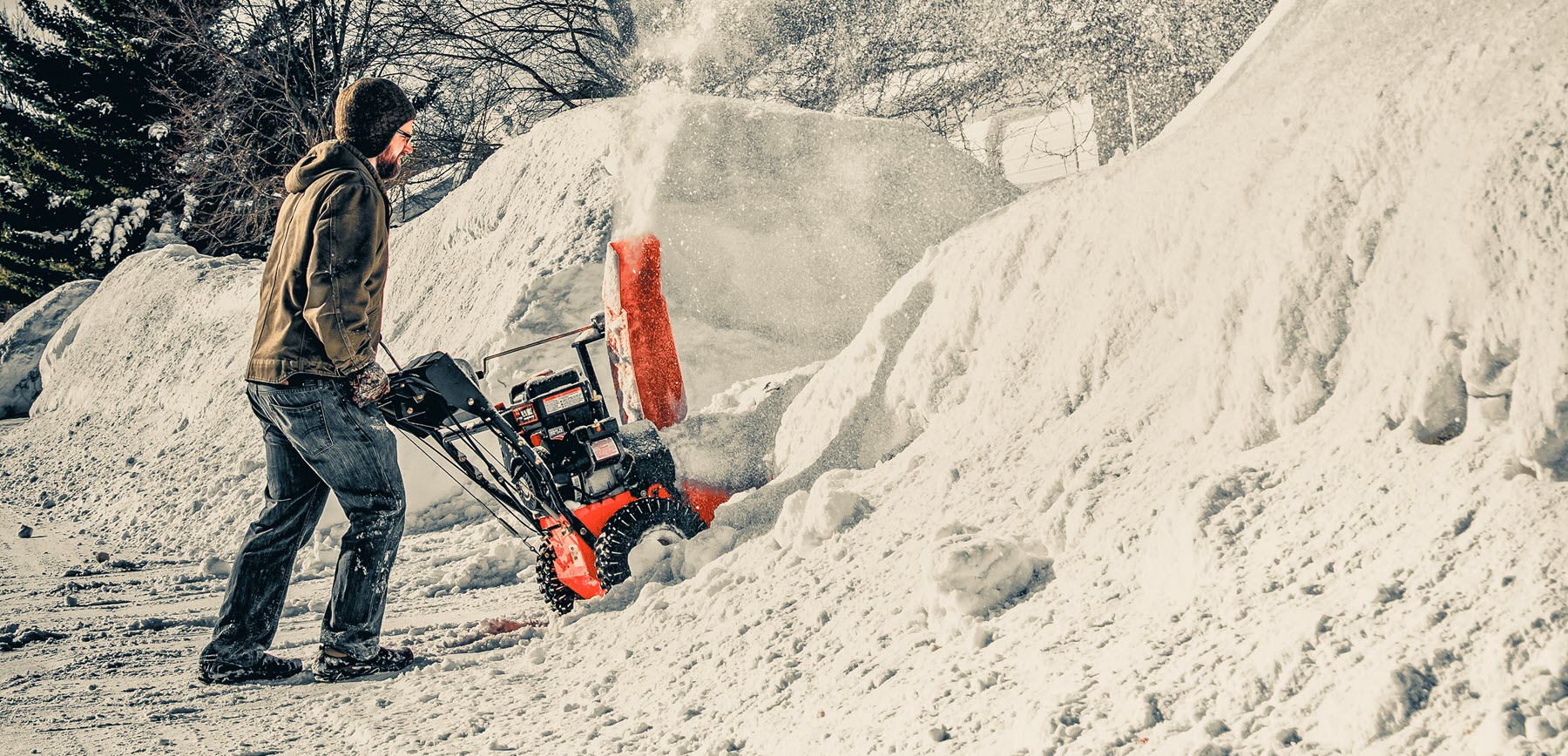 Snowblowing a driveway